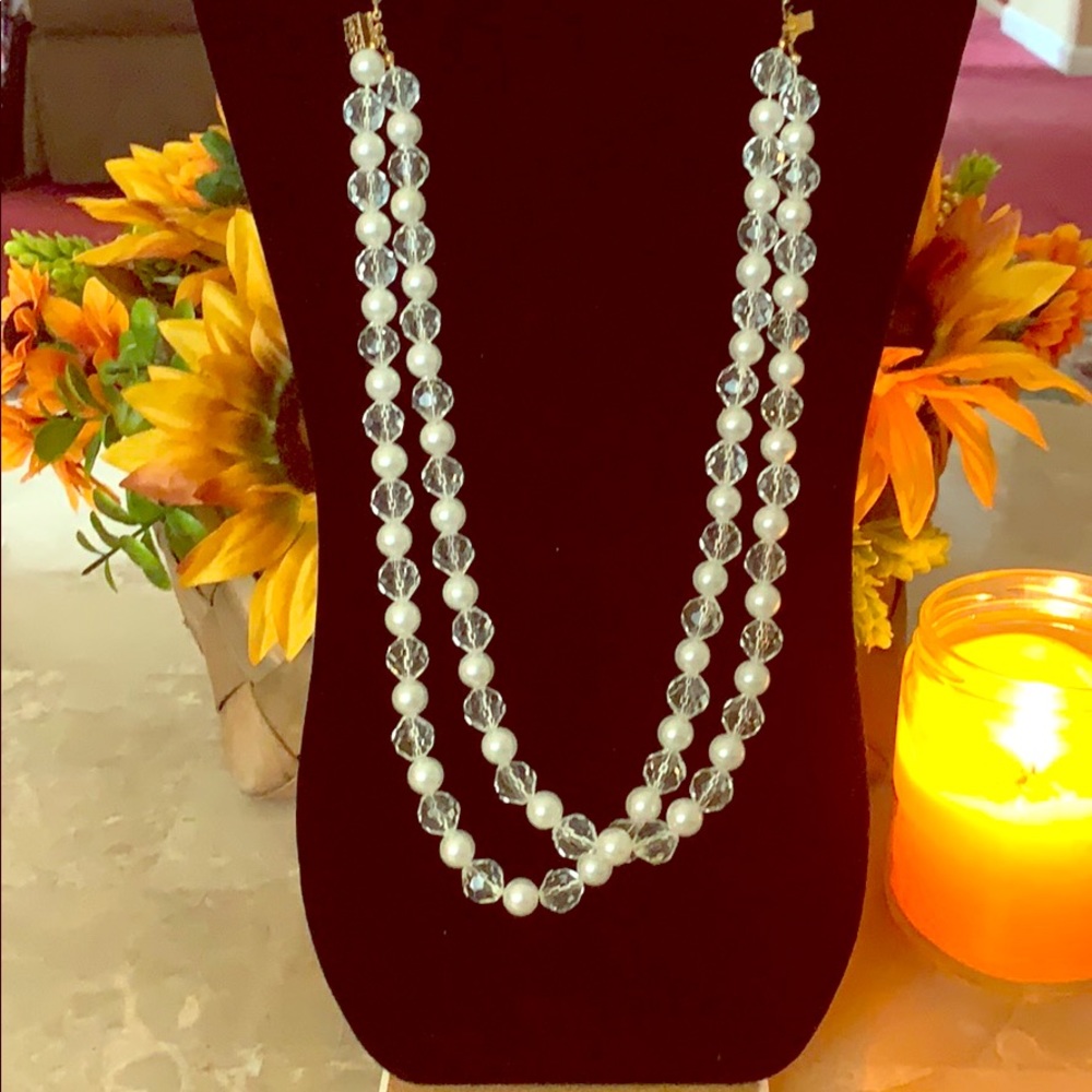 Beautiful Strand of Pearls mixed with Clear Stones